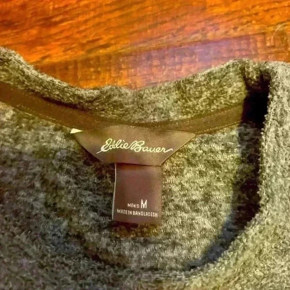 Eddie Bauer Men’s M Grey Fleece Under Layer Lightweight Long Sleeve Pull Over - Picture 7 of 11